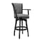 Armen Living Raleigh 30" Bar Height Swivel Gray Faux Leather and Black Wood Arm Bar Stool LCRABAARBLGR30 - alternate 1